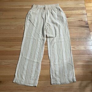 Briggs Pants Womens Large Beige Straight Leg Elastic Waist Travel Beach Boho
